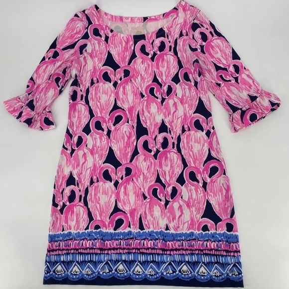 Lilly Pulitzer Dresses & Skirts - Lilly Pulitzer Sophie Dress Via Amor High Tide Flamingo Women's Large UPF 50+